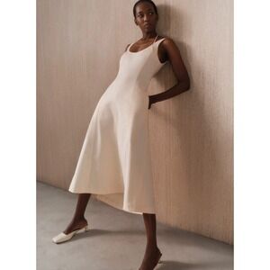 VINCE Tank Midi Dress In Rose Nectar US 16 Beige, Off White, Cotton, NWOT $498